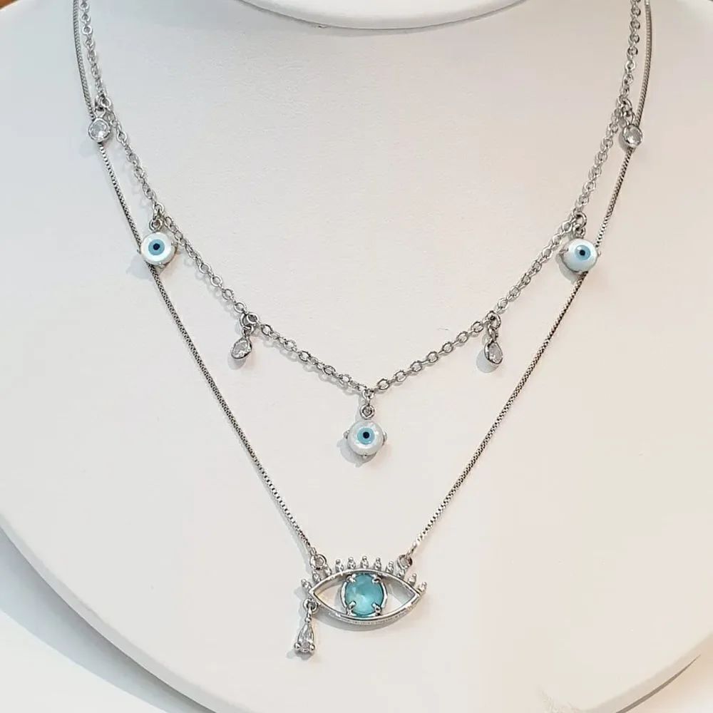 Necklaces Evil eye 🧿 bundle 2 necklaces SILVER plated and Ipsy bag